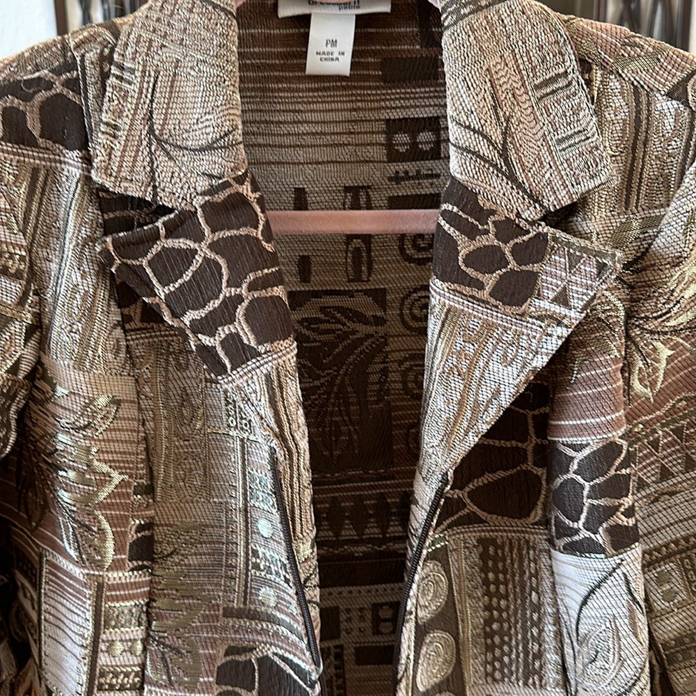Tan and gold jacket, PM